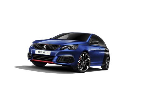 Peugeot 308 GTi 2017 vue avant coupe franche bleu / noir