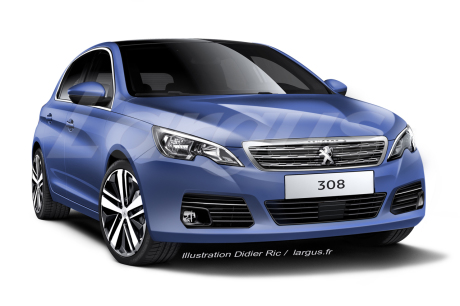 illustration Peugeot 308 2017 vue avant couleur bleue