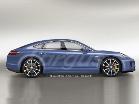 illustration photomontage future Porsche Pajun électrique