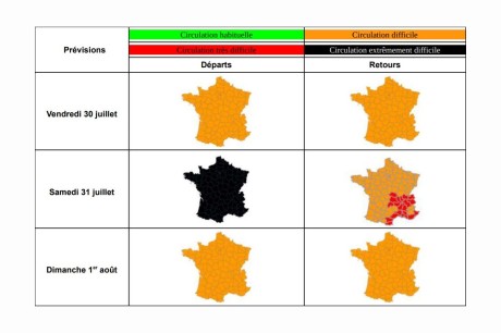 prevision trafic samedi noir chasse croise