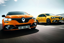 Renault Megane 4 RS vue avant jaune sirius et orange tonic