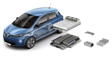 3/4 avant Renault Zoe Z.E. 40 schéma batterie