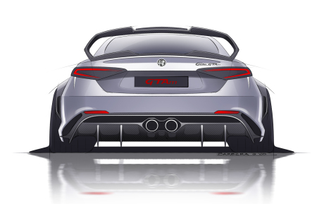 Alfa Romeo Giulia GTAm dessin design vue arrière