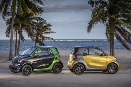 La propulsion électrique concernera tous les modèles Smart en 2017 : Fortwo coupé, Fortwo cabriolet et Forfour.