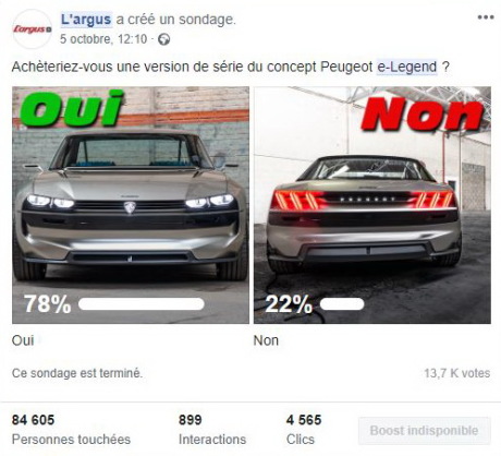 sondage facebook peugeot e-legend