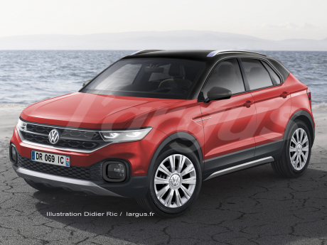 illustration future Volkswagen Polo SUV 2018 vue avant couleur rouge